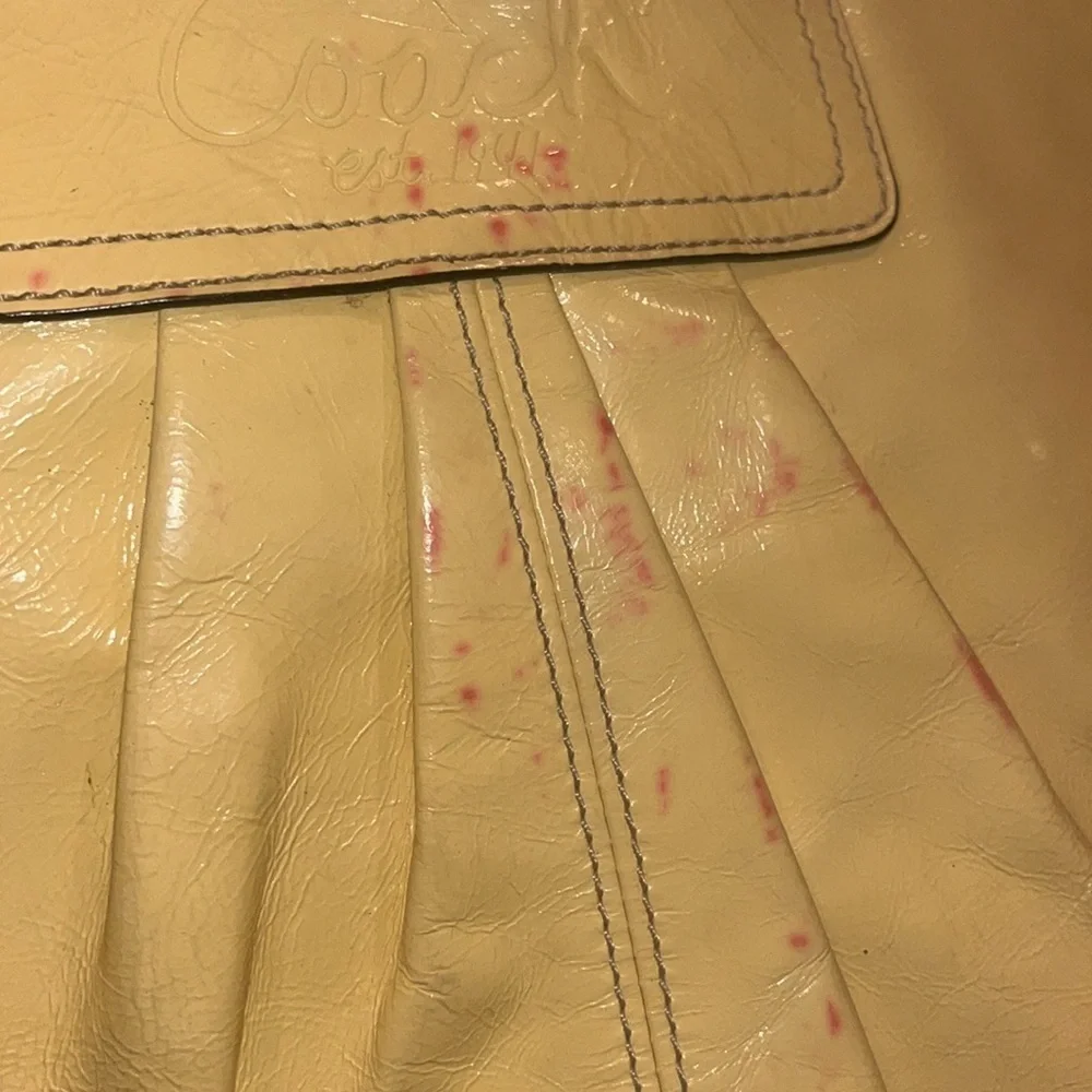 Coach yellow patent leather tote handbag/ preowned OS
